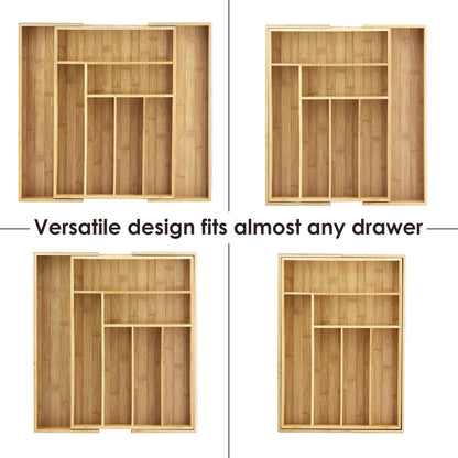 Totally Bamboo Kitchen Drawer Organizer, Expandable Silverware Organizer and Utensil Holder, 8