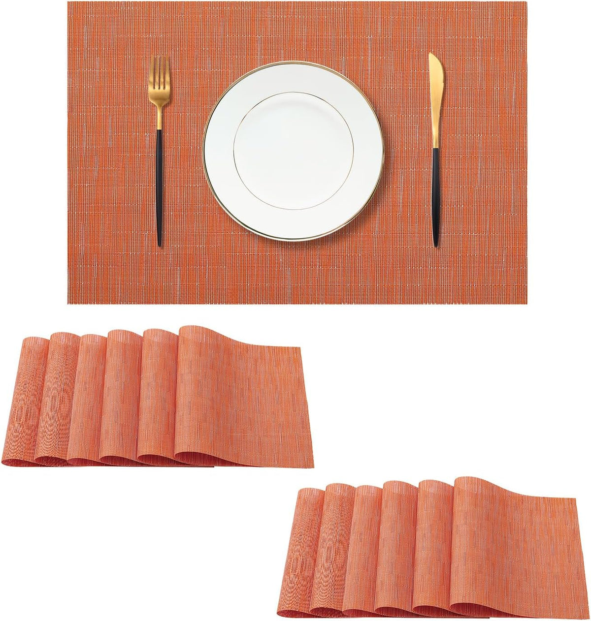 Leetaltree Orange Placemats Set of 12 - Heat Resistant Non-Slip Place mats for Dining Table