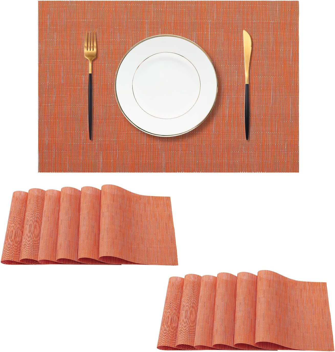 Leetaltree Orange Placemats Set of 12 - Heat Resistant Non-Slip Place mats for Dining Table