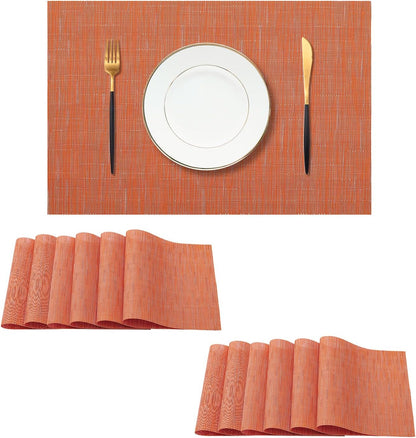 Leetaltree Orange Placemats Set of 12 - Heat Resistant Non-Slip Place mats for Dining Table