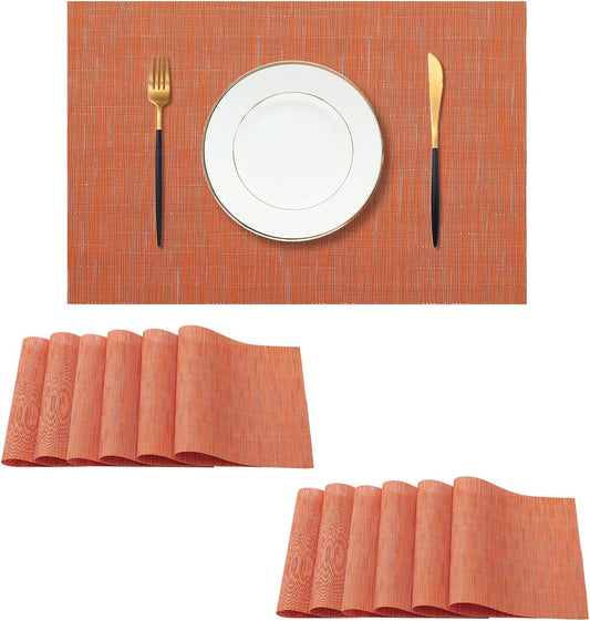 Leetaltree Orange Placemats Set of 12 - Heat Resistant Non-Slip Place mats for Dining Table