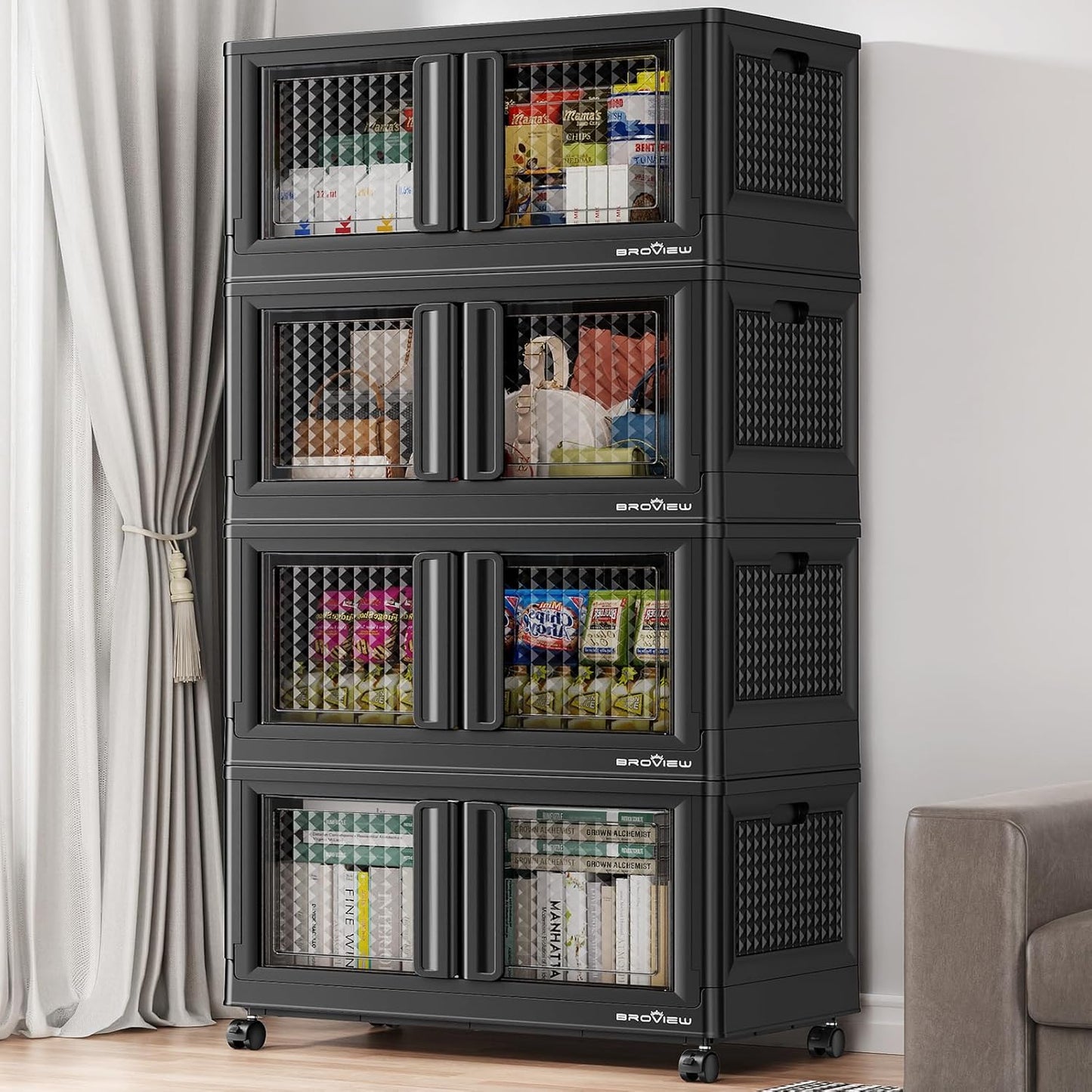 400Qt Stackable Storage Bins with Lids, 100Gal Closet Organizers and Storage Drawer, Plastic