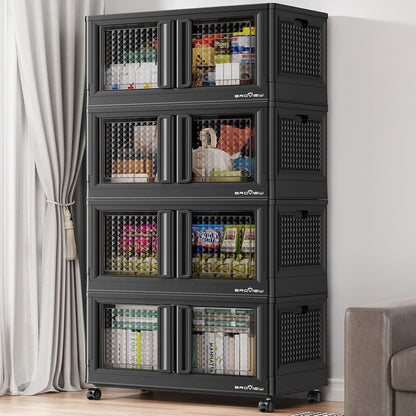 400Qt Stackable Storage Bins with Lids, 100Gal Closet Organizers and Storage Drawer, Plastic