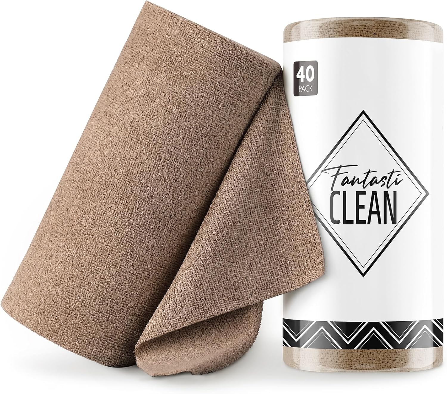 Fantasticlean Microfiber Cleaning Cloth Roll -40 Pack, Tear Away Microfiber Towels, 12" x 12"