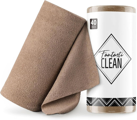 Fantasticlean Microfiber Cleaning Cloth Roll -40 Pack, Tear Away Microfiber Towels, 12" x 12"