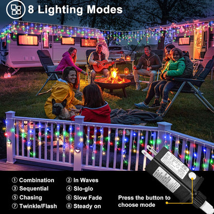 Colored Christmas Lights Outdoor, 33ft 400 LED Icicle Lights for Outside House with Connectable