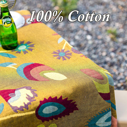 Snycler Boho Throw Blanket for Bed, 100% Organic Cotton Muslin Soft Throw-Yellow Boho Floral