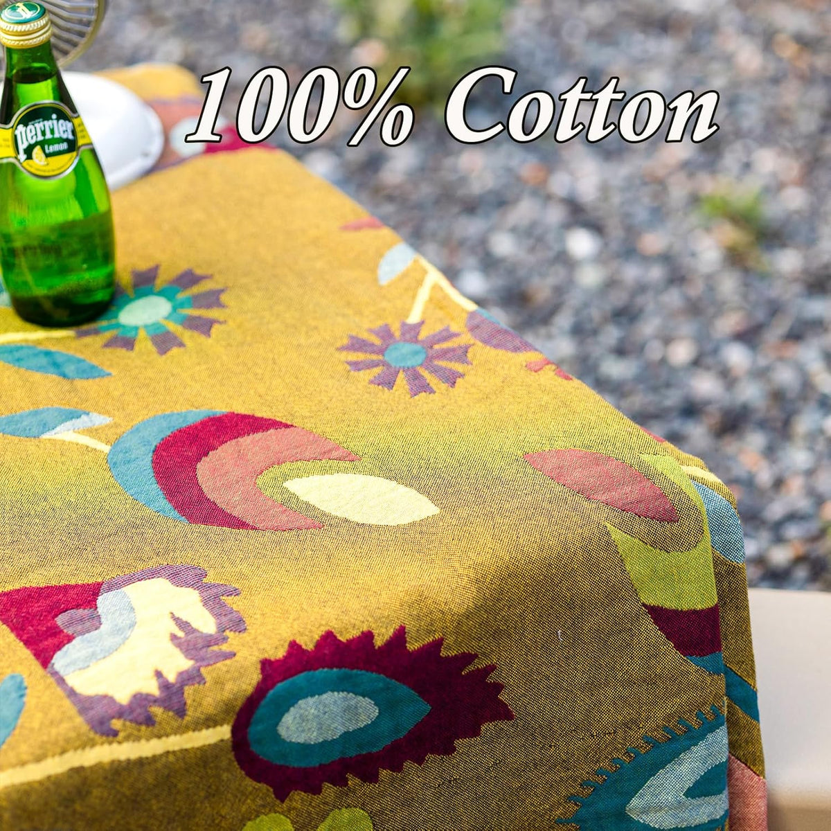 Snycler Boho Throw Blanket for Bed, 100% Organic Cotton Muslin Soft Throw-Yellow Boho Floral