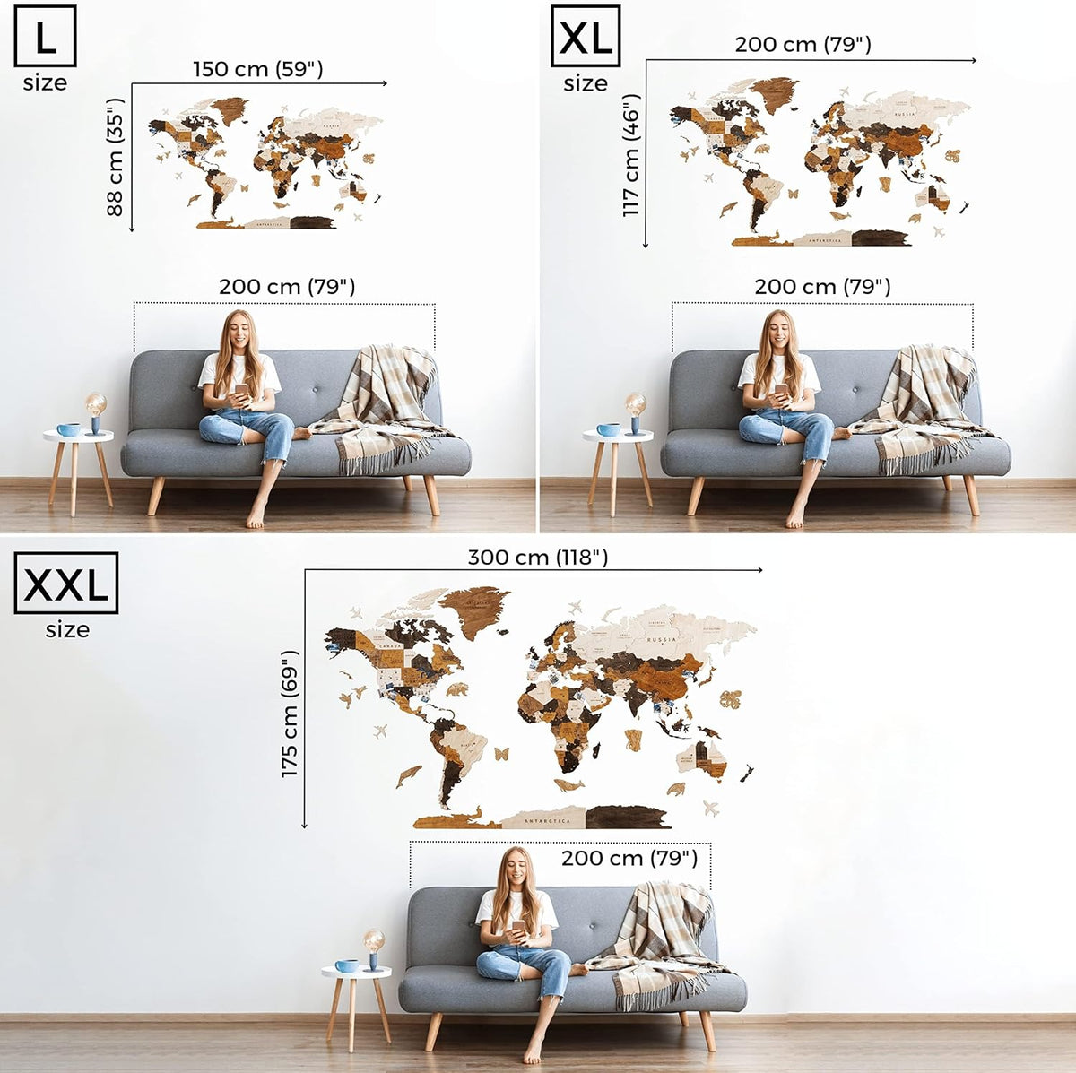 HYPERI Multilayered 3D Wooden World Map Wall Decor, Wood Art Wall Decor, Mapa Mundi Para Pared
