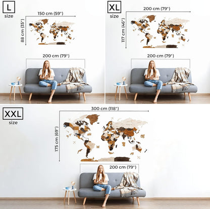 HYPERI Multilayered 3D Wooden World Map Wall Decor, Wood Art Wall Decor, Mapa Mundi Para Pared