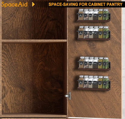 SpaceAid Spice Rack with 24 Spice Jars, 386 Spice Labels, Chalk Marker and Funnel, Wood Hanging