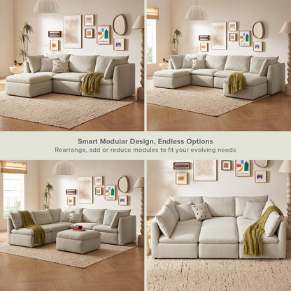 mopio Oversized Modular Sectional Sofa with Fully Removable Covers and Storage, Convertible U