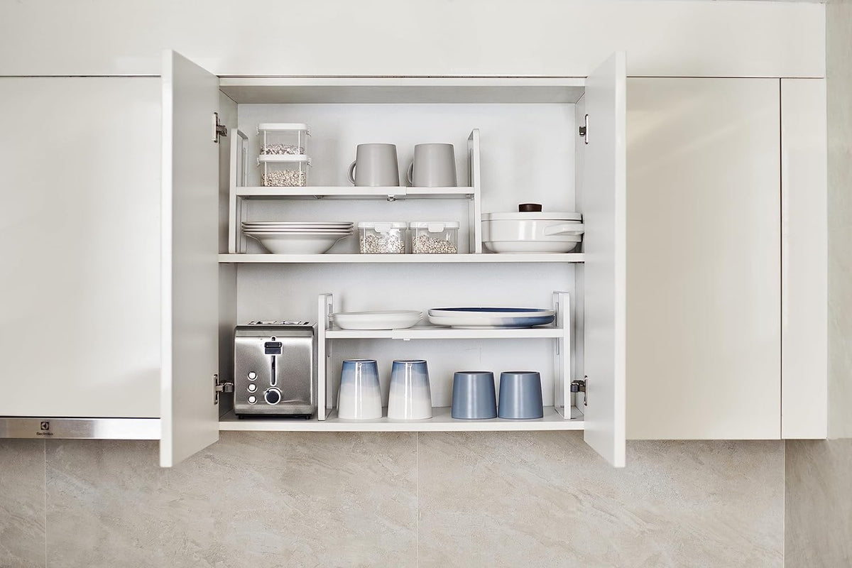 Nxconsu Cabinet Shelf Expandable Height Adjustable Shelf Organizer Riser for Kitchen Cabinet Pantry