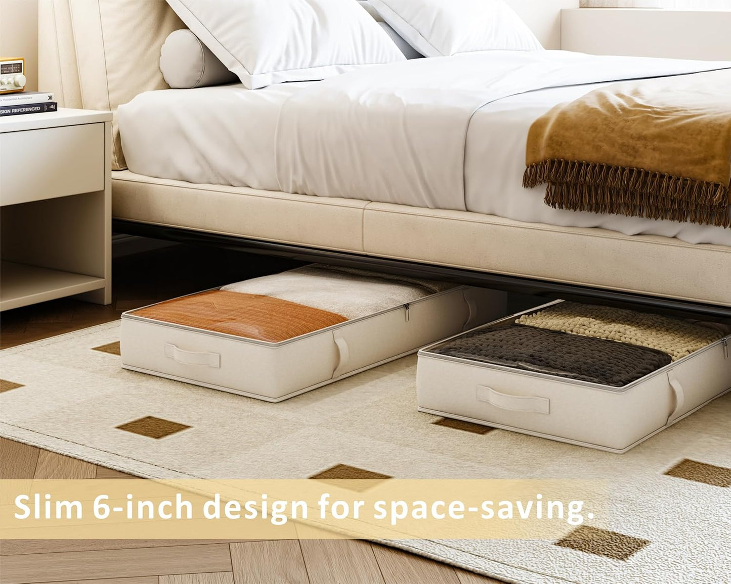 Vailando Under Bed Storage Containers, Underbed Storage Bins with 6 Inches Tall, Clothes Storage