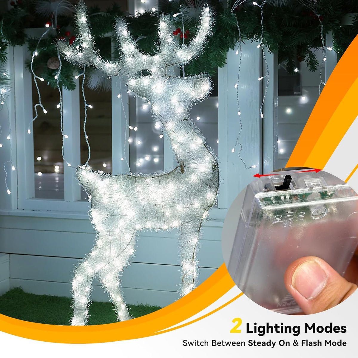 4 Pack 60LED Christmas Fairy Lights Battery Operated - 20FT Twinkle Lights with 2 Lighting Modes