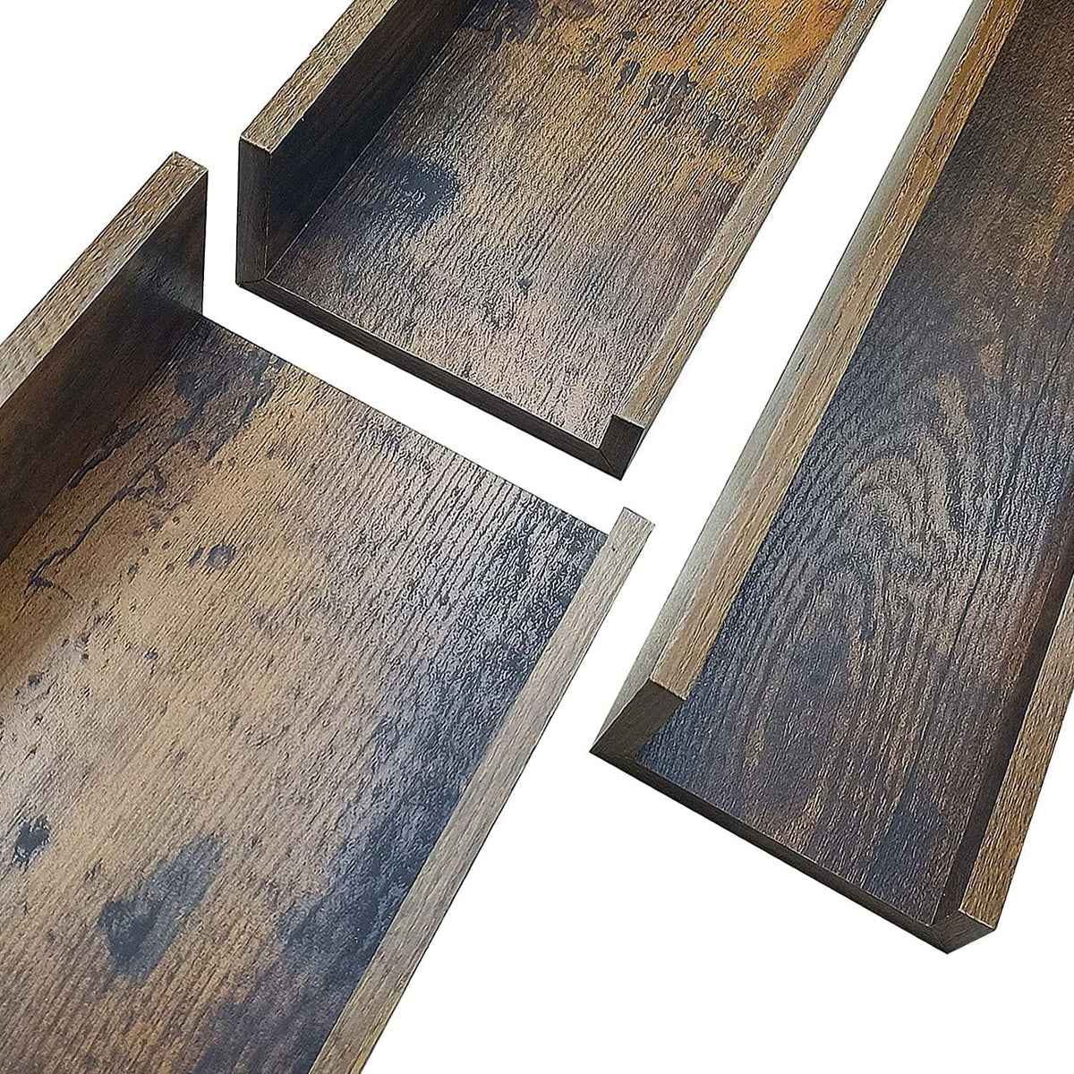 Giftgarden 16 Inch Floating Shelves for Wall Set of 3, Rustic Wall Mounted Picture Ledge Wooden