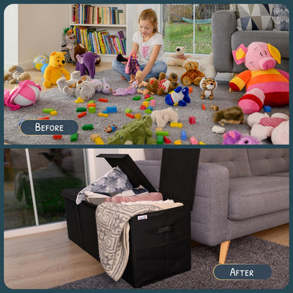Extra Large Toy Storage Organizer with Lid - Sturdy, Collapsible Toy Chest Storage Box Design
