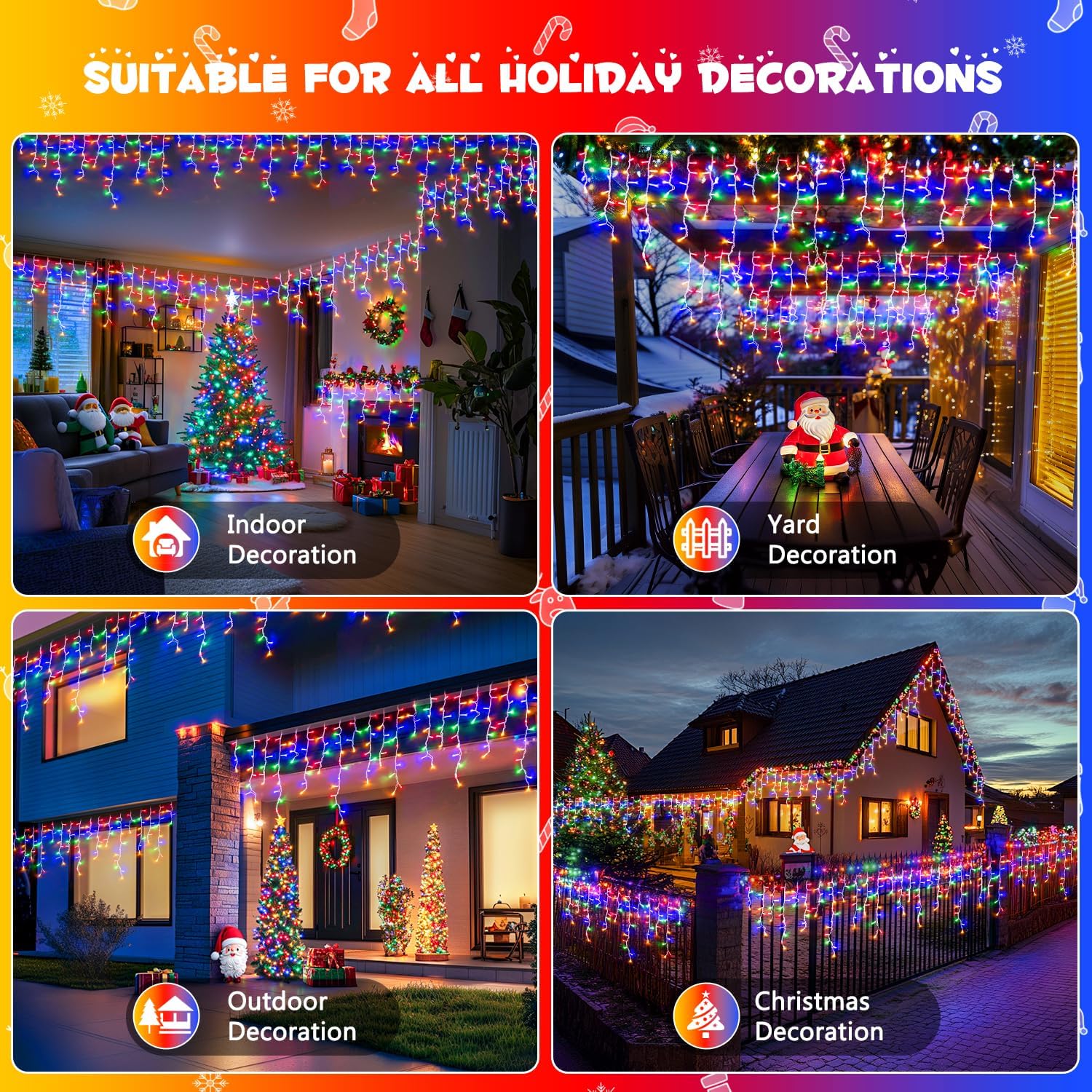 JMEXSUSS 400 LED 38.8Ft Icicle Christmas Lights With Remote - Outdoor Multicolor String Lights Plug