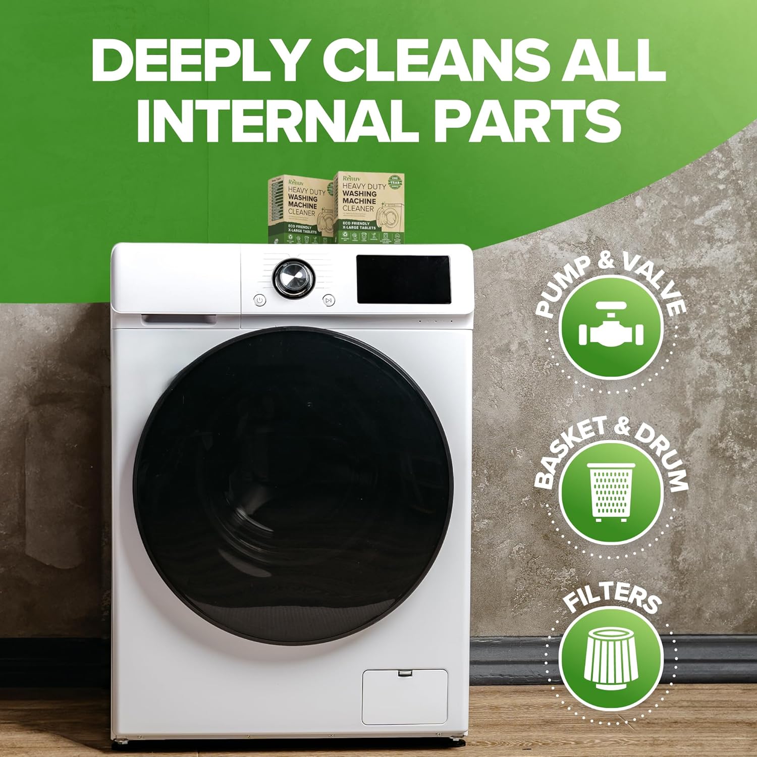 Heavy Duty Washing Machine Cleaner and Descaler - Deep Cleaning Tablets For Front Load or Top Load
