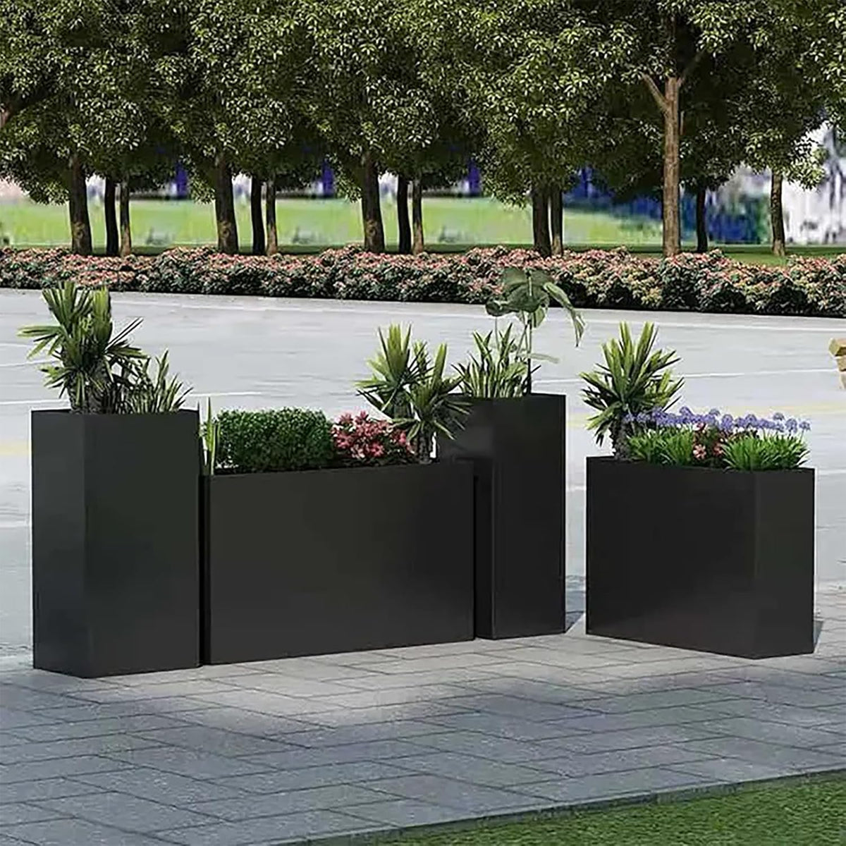 Galvanized Steel Metallic Heavy Planter for Outdoor Plants Metal Outdoor Planter Spliced Flower Box