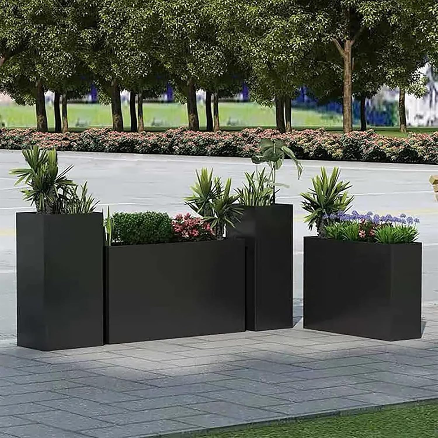 Galvanized Steel Metallic Heavy Planter for Outdoor Plants Metal Outdoor Planter Spliced Flower Box