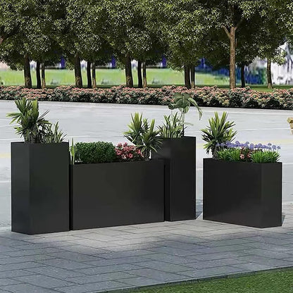 Galvanized Steel Metallic Heavy Planter for Outdoor Plants Metal Outdoor Planter Spliced Flower Box