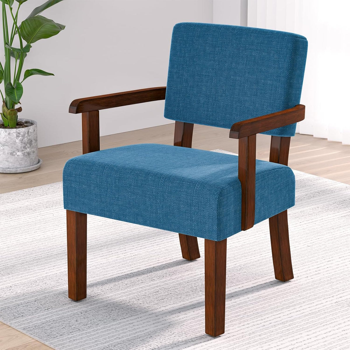 Accent Chair with Wood Frame, Arm Chairs Oversize with Soft Seat and Armrests for Living, Dining