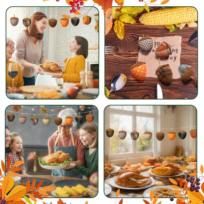 12 Pcs Fall Felt Acorn Ornaments Thanksgiving 3D Fabric Acorn Hanging Ornaments Fall 3.15 Inch