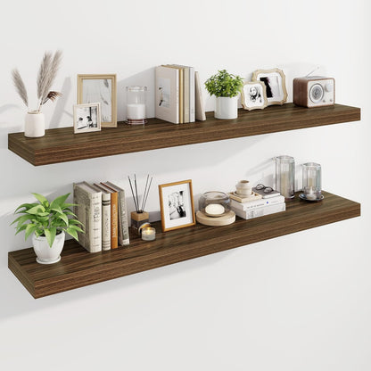 Marsmiles 55" Floating Shelves for Wall, Wooden Shelves with Invisible Brackets Set of 2, Rustic