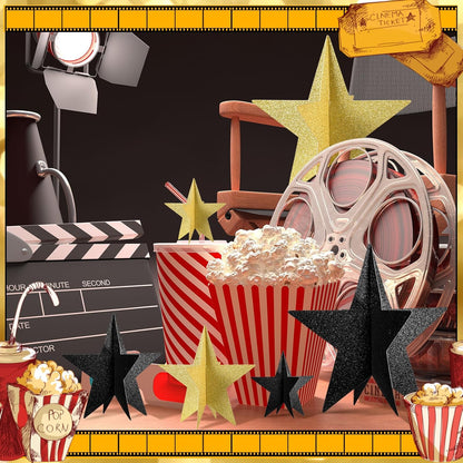 45 Pcs 3D Star Centerpieces Movie Night Decorations for Table in 3 Sizes Hanging Supplies for Red