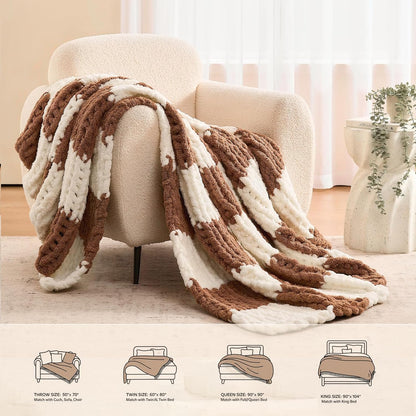 L'AGRATY Chunky Knit Blanket Throw: 50''x60'' Chenille Chunky Knitted Throw Blankets for Bed Couch