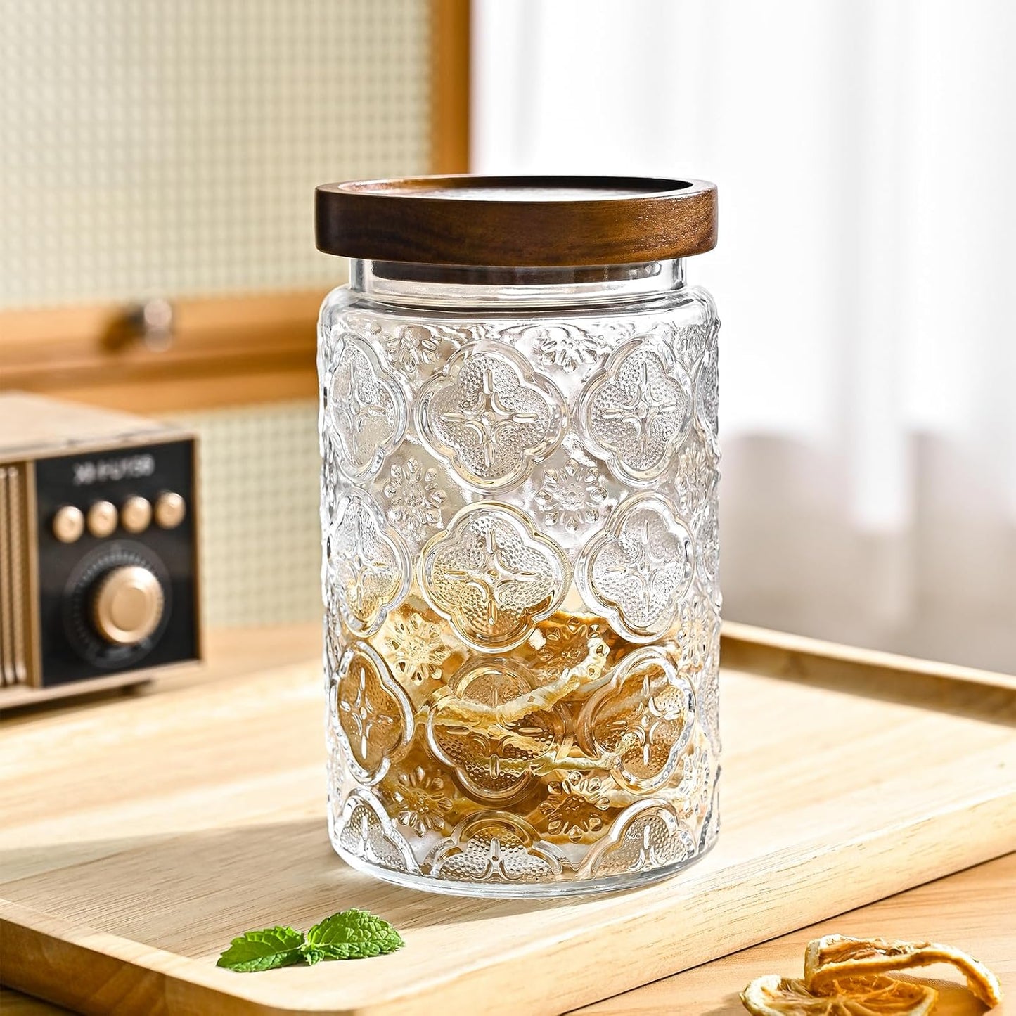 3-Pack 32oz Vintage Glass Jar With Lid, Glass Storage Containers, Airtight Kitchen Storage
