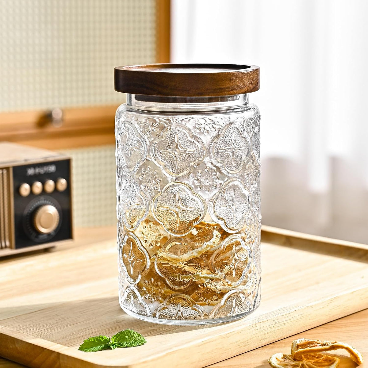 3-Pack 32oz Vintage Glass Jar With Lid, Glass Storage Containers, Airtight Kitchen Storage