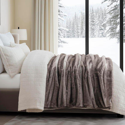 Ultra Soft Luxury Fluffy Mink Faux Fur Throw Blanket, Thick Warm Fall Winter Blankets for Bed