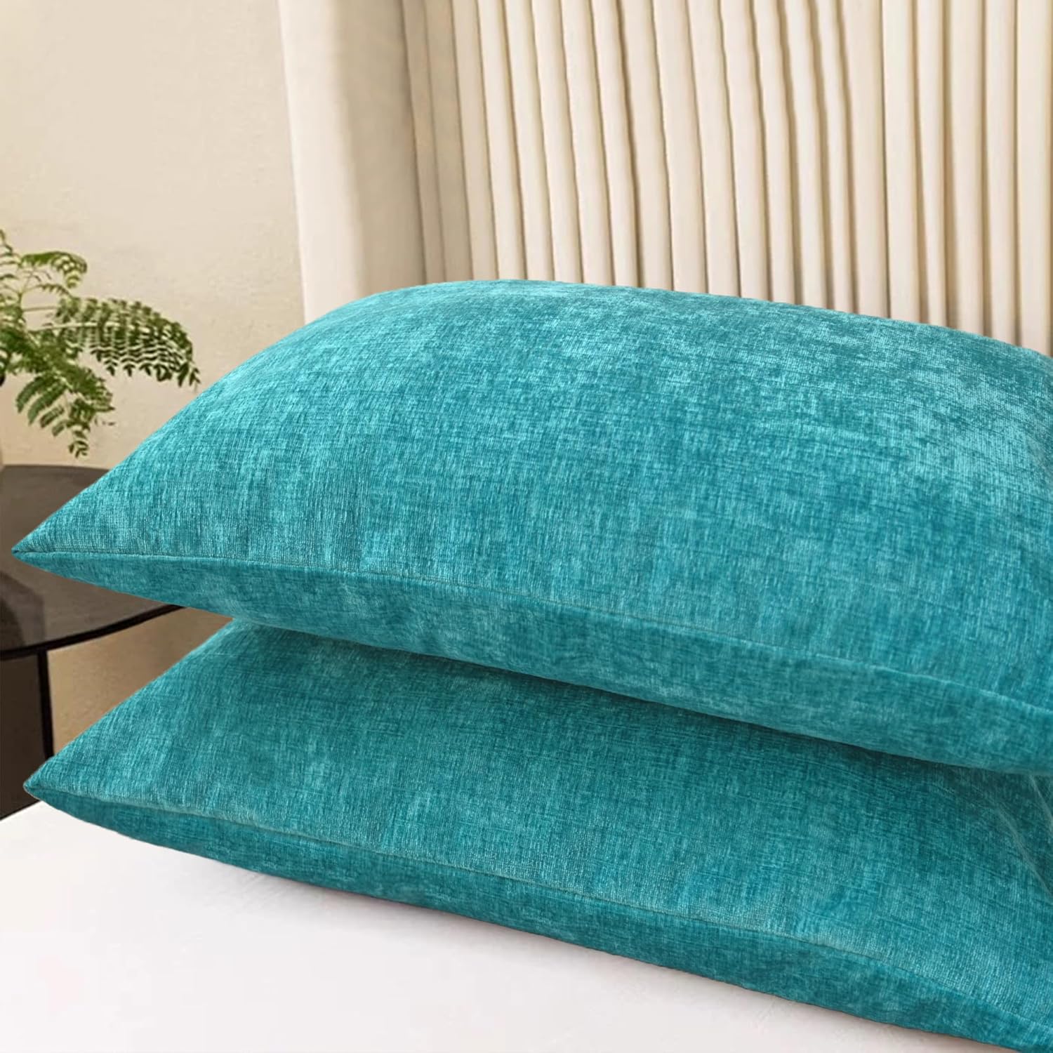 CaliTime Throw Pillow Covers Decorative 20 X 26 Inches Pack of 2 Cozy Chenille Standard Pillow