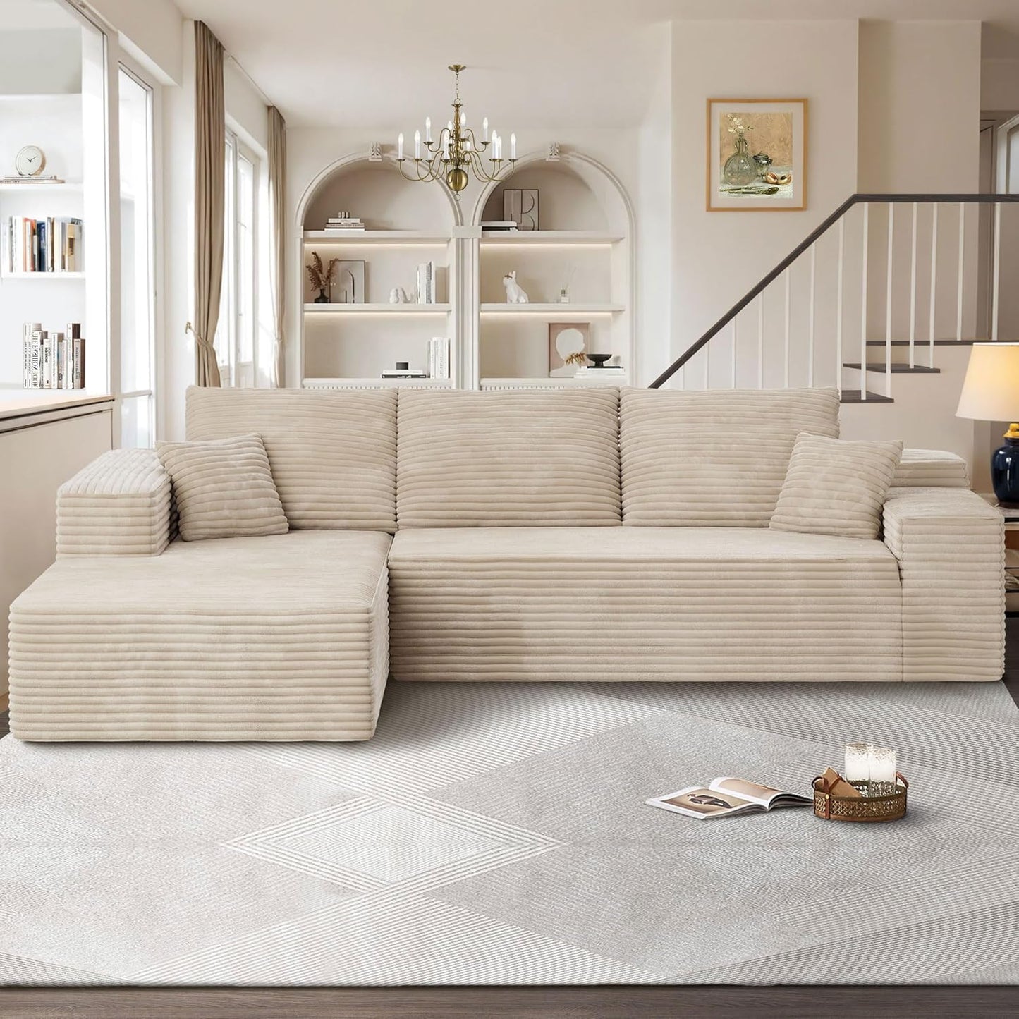 104" Cloud Sectional Couches for Living Room,L Shaped Boneless Couch in A Box,Sleeper Sofa with