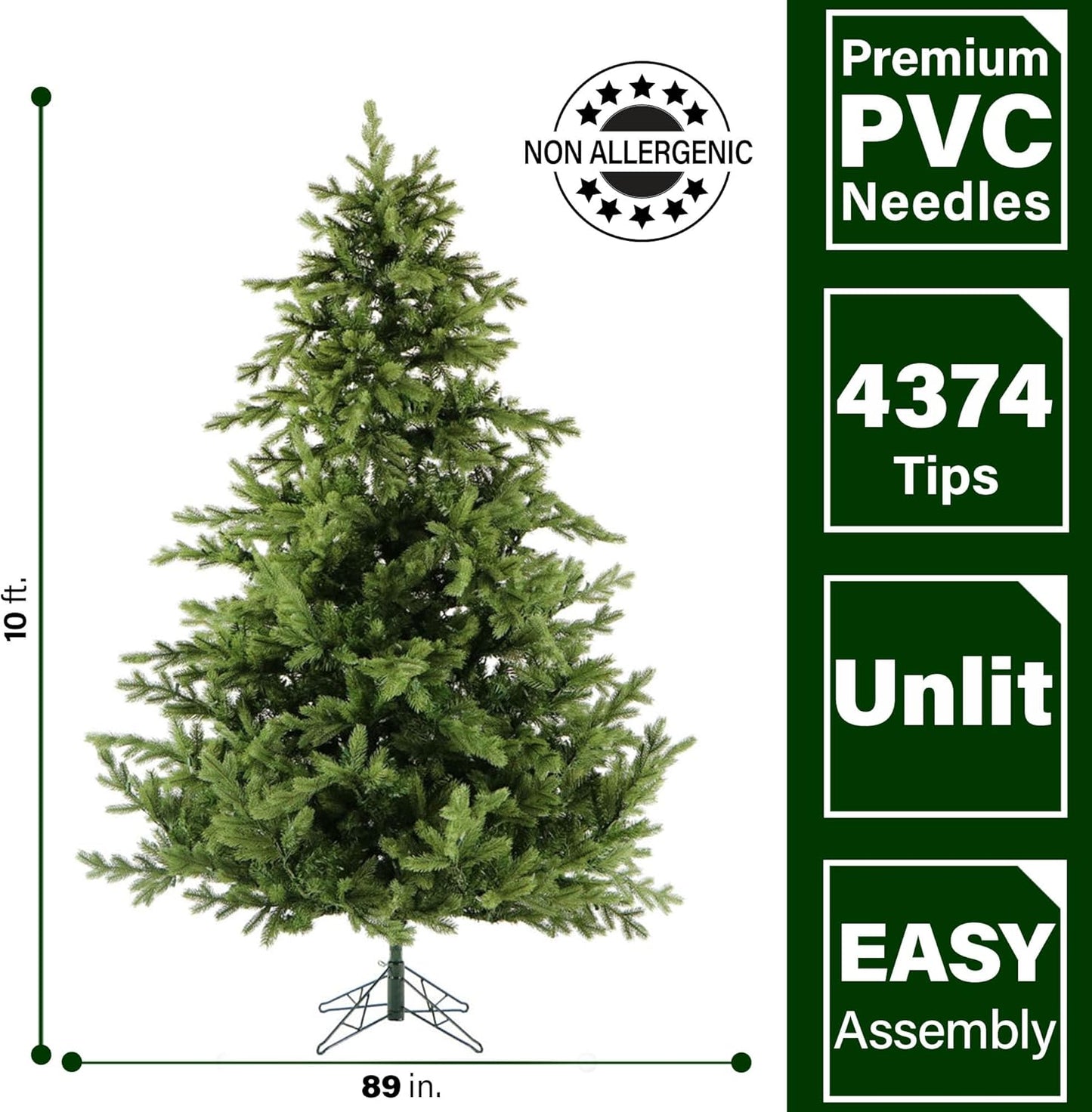 Fraser Hill Farm 10-Ft. Foxtail Pine Artificial Christmas Tree with Stand, Unlit Foldable Fake Tree