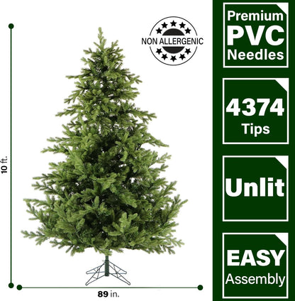 Fraser Hill Farm 10-Ft. Foxtail Pine Artificial Christmas Tree with Stand, Unlit Foldable Fake Tree