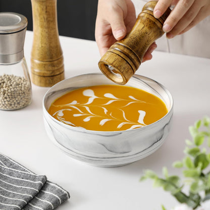 MALACASA Large Soup Bowls Set, 44 OZ (7") Salad Bowls Cereal Bowls Set of 2,Marble Grey Ceramic