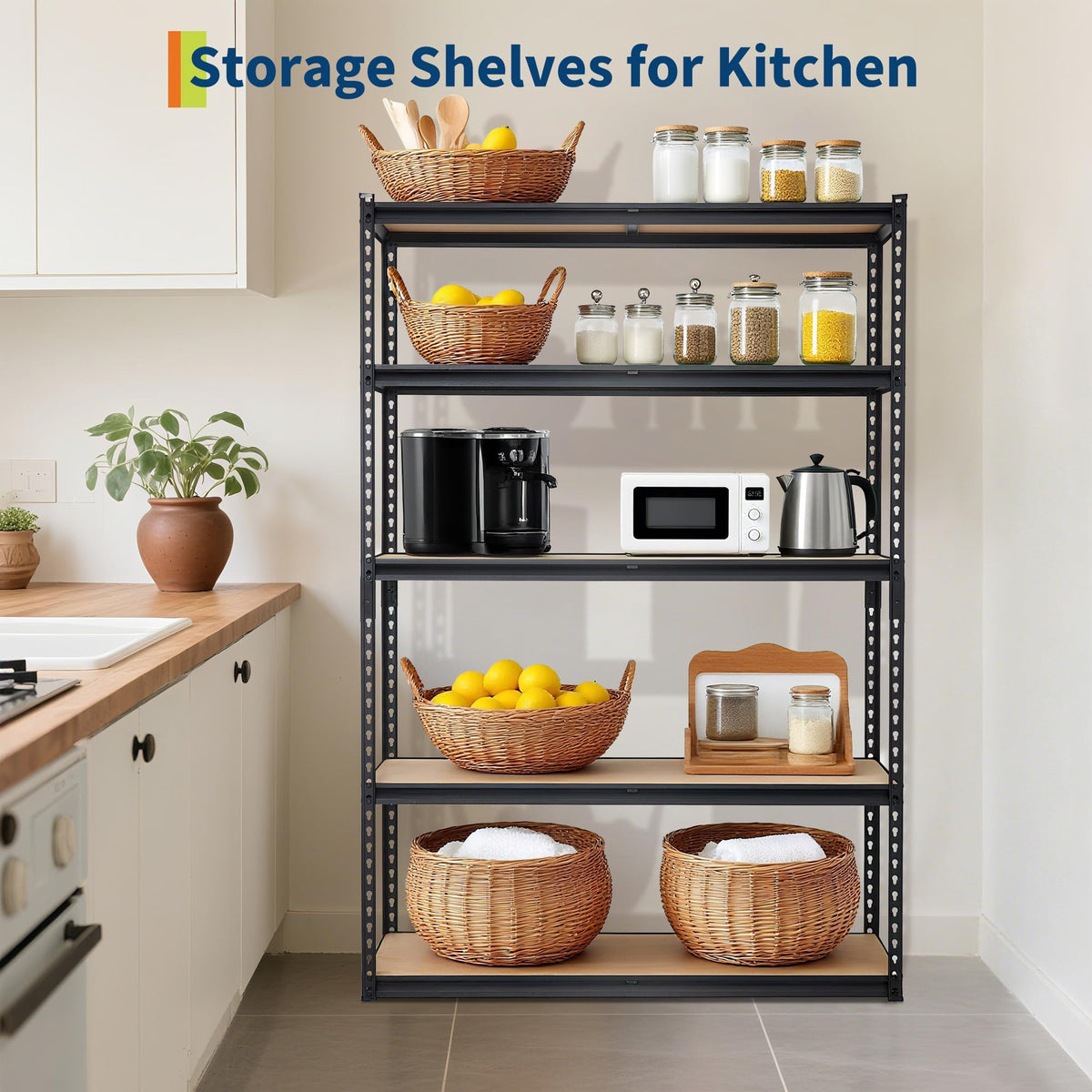 Storage Shelving Unit, 5-Tier Adjustable Metal Storage Shelves, 48" L x 24" W x 72" H Heavy Duty