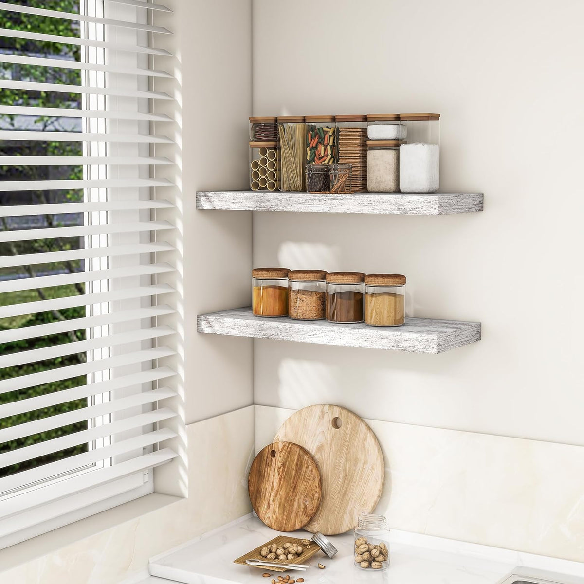 RICHFOCUS 24Inch Floating Shelves for Wall 2 Pack Shelves for Bedroom|Kitchen|Bathroom Wall Mounted