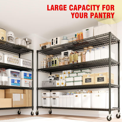 PeacefulHues 73.8" H Storage Shelves 4-Tiers Heavy Duty Shelving Unit with Wheels, 2640LBS Garage