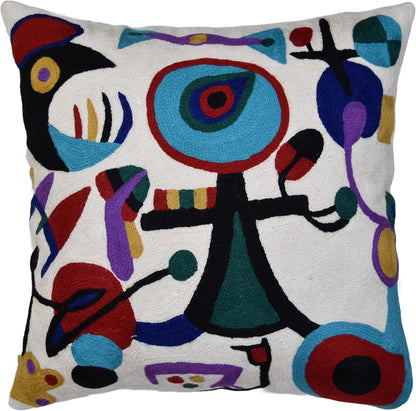 Picasso Inspired Decorative Pillow Cover Hand Embroidered Abstract Toss Pillows Farmhouse Chair
