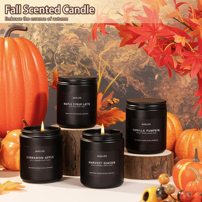 Fall Candle Set | 4 Pack Scented Candles - Autumn Soy Candles for Home Scented, Aromatherapy Gifts