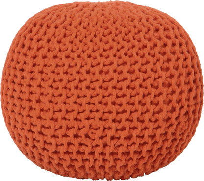 REDEARTH Round Pouf Ottoman - Hand Knitted Cable Boho Poof - Pouffe Circular Footrest for Living