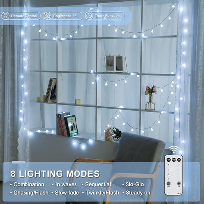 JMEXSUSS 100ft Globe String Lights Indoor Outdoor Waterproof, 200 LED White Christmas Fairy Lights