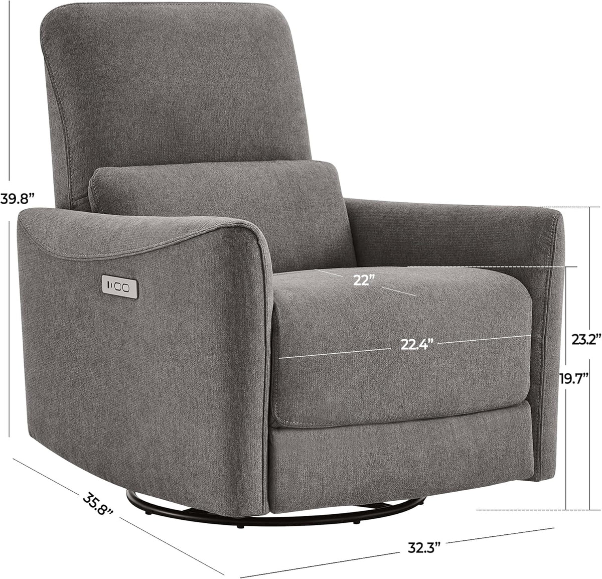CHITA Power Recliner Chair Swivel Glider, FSC Certified Fabric Living Room Reclining Sofa Chair