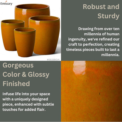 Emissary Bullet 18 in. Bright Orange Ceramic Round Planter (18 in. L x 18 in. W x 21 in. H) with