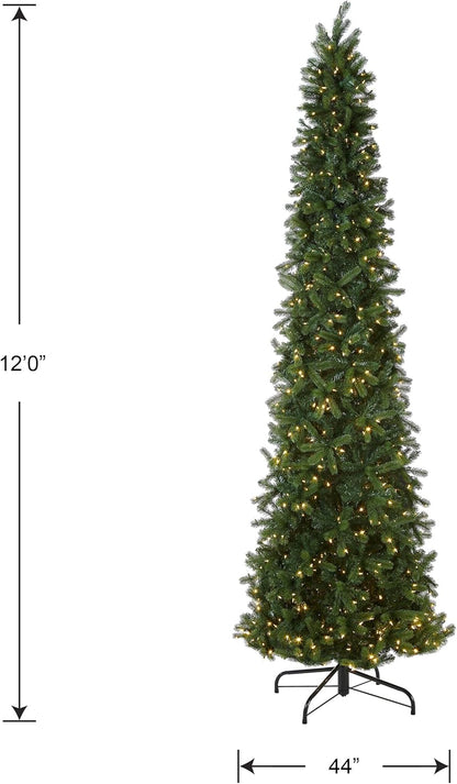 National Tree Company Pre-lit 'Feel Real' Artificial Giant Slim Downswept Christmas Tree, Green