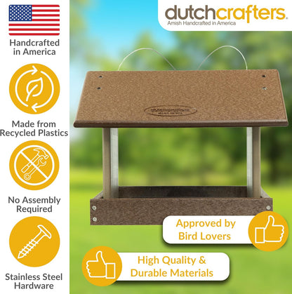 Poly Hanging Hopper Bird Feeder, Large Hanging Bird Feeder for Outside, Outdoors - Amish American